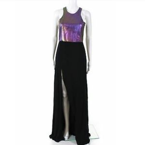 Mason Purple Lambskin Slit Silk Dress Size 6